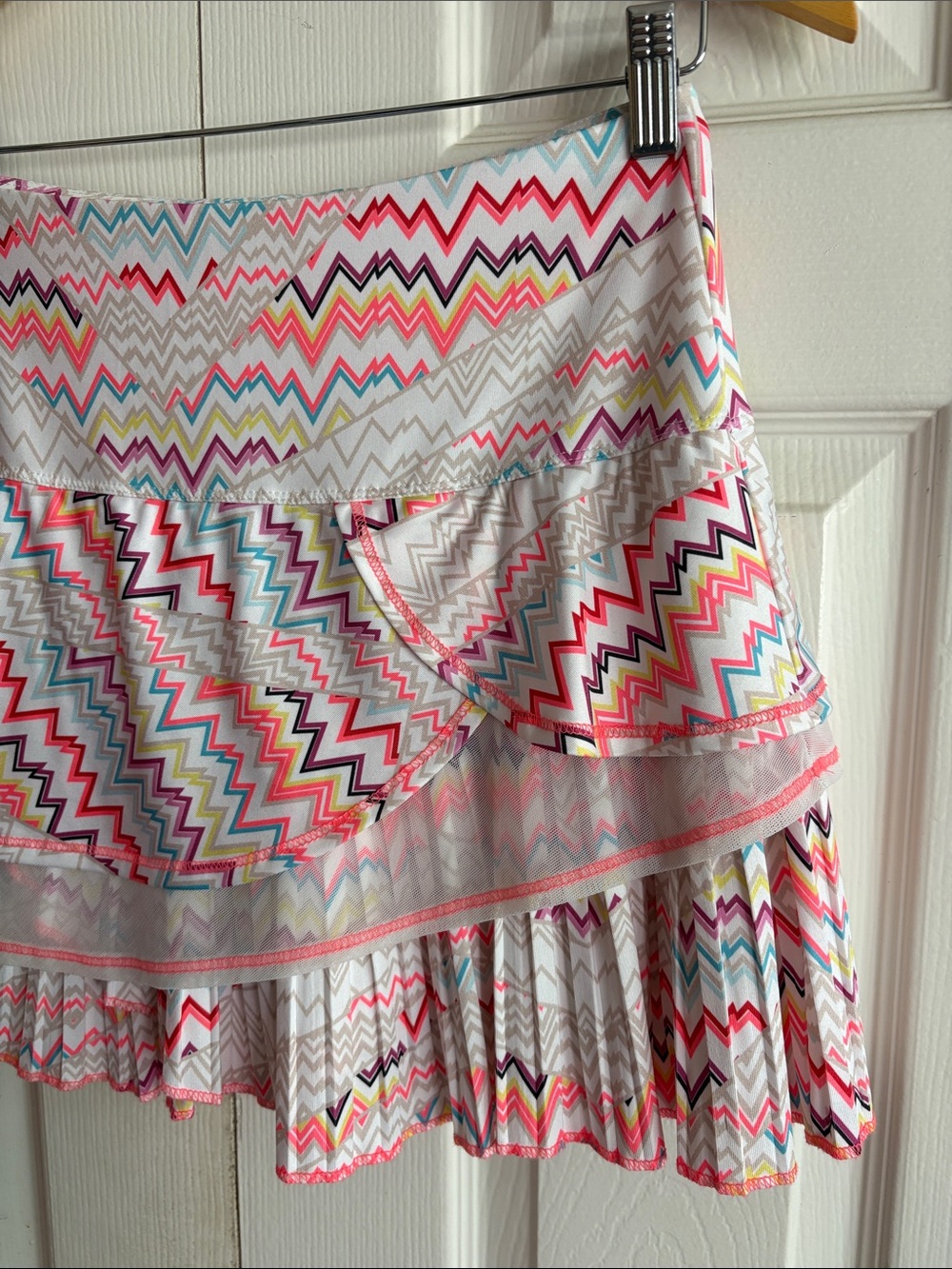 Lucky in Love White Skirt with Multicolor Chevron Zigzag